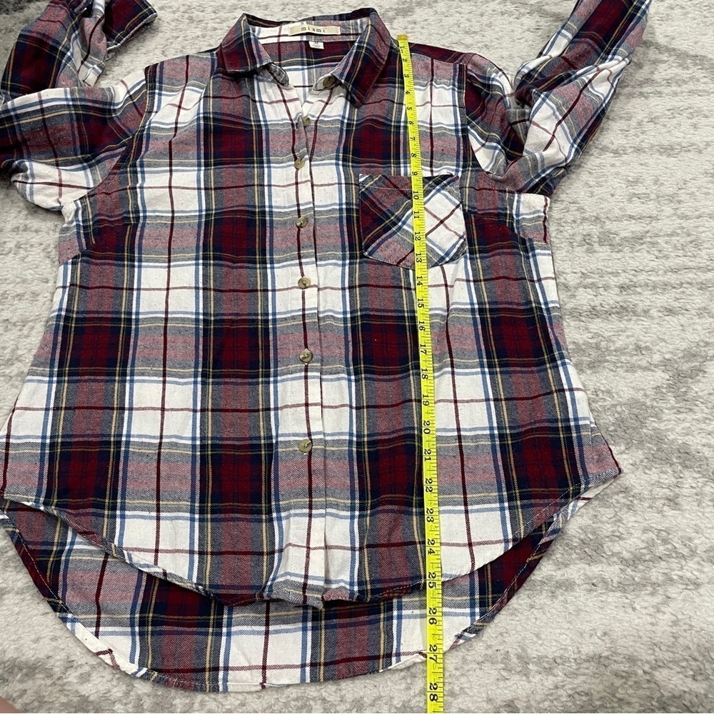 Miami Red and White Plaid Button Down Flannel - Picture 10 of 11
